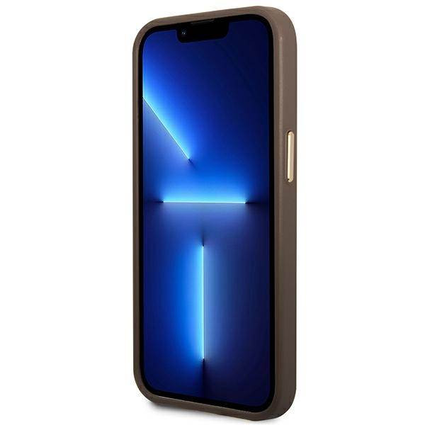 Guess GUHMP14MU4GPRW iPhone 14 Plus 6.7" barna keménytok 4G Logo Plate MagSafe