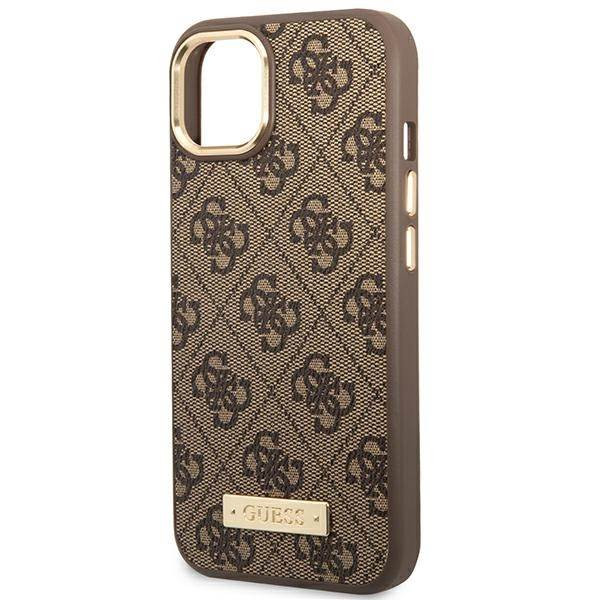 Guess GUHMP14MU4GPRW iPhone 14 Plus 6.7" barna keménytok 4G Logo Plate MagSafe