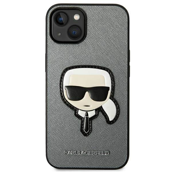 Karl Lagerfeld KLHCP14MSAPKHG iPhone 14 Plus 6,7" ezüst keménytok Saffiano Karl's Head Patch