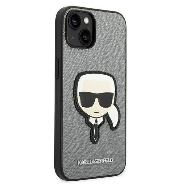 Karl Lagerfeld KLHCP14MSAPKHG iPhone 14 Plus 6,7" ezüst keménytok Saffiano Karl's Head Patch