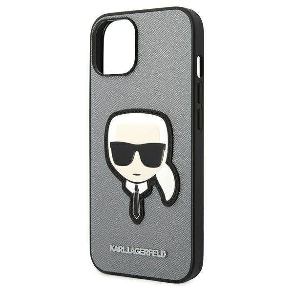 Karl Lagerfeld KLHCP14MSAPKHG iPhone 14 Plus 6,7" ezüst keménytok Saffiano Karl's Head Patch
