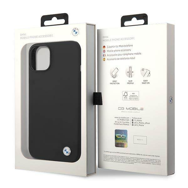 Etui BMW BMHCP14MSILBK iPhone 14 Plus 6,7" fekete szilikon fém logó tok