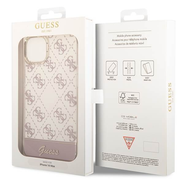 Guess GUHCP14MHG4MHP iPhone 14 Plus 6.7" rózsaszín keménytok 4G Pattern Script