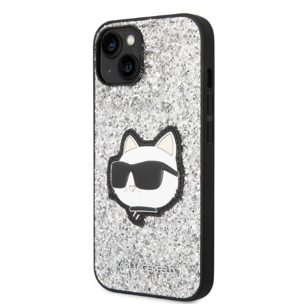 Karl Lagerfeld KLHCP14MG2CPS iPhone 14 Plus 6,7" ezüst keménytok Glitter Choupette Patch