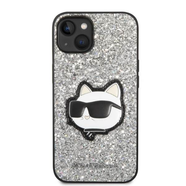 Karl Lagerfeld KLHCP14MG2CPS iPhone 14 Plus 6,7" ezüst keménytok Glitter Choupette Patch