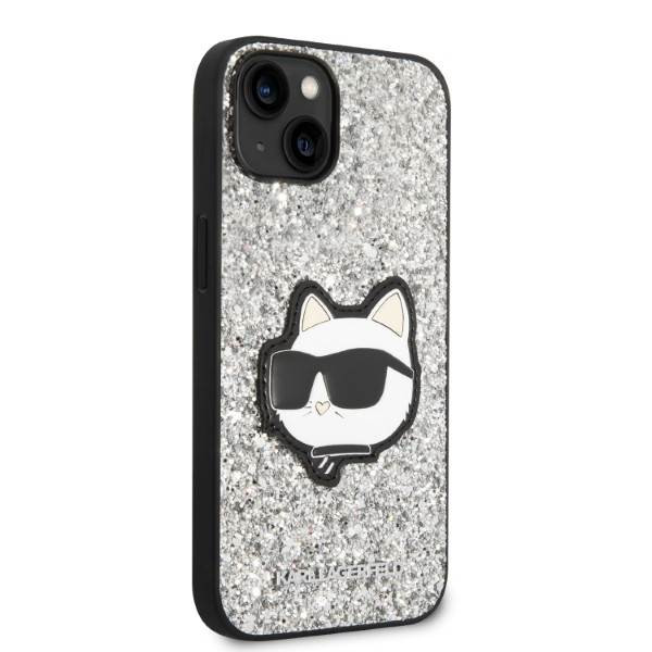 Karl Lagerfeld KLHCP14MG2CPS iPhone 14 Plus 6,7" ezüst keménytok Glitter Choupette Patch
