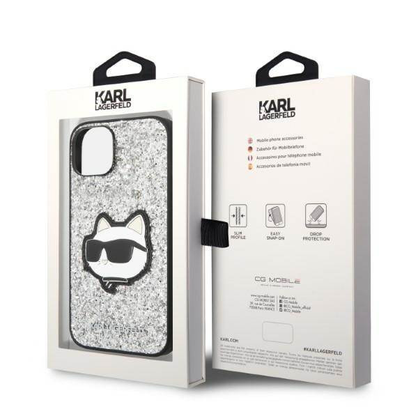 Karl Lagerfeld KLHCP14MG2CPS iPhone 14 Plus 6,7" ezüst keménytok Glitter Choupette Patch