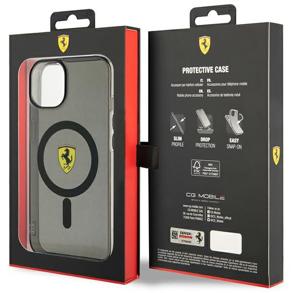 Ferrari FEHMP14MURKK iPhone 14 Plus 6.7" fekete keménytok áttetsző Magsafe