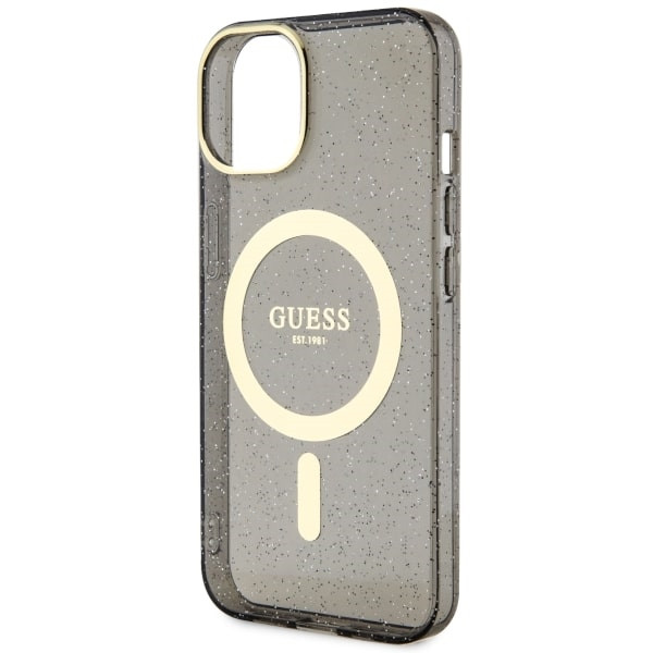 Guess GUHMP14MHCMCGK iPhone 14 Plus 6,7" fekete keménytok Glitter Gold MagSafe