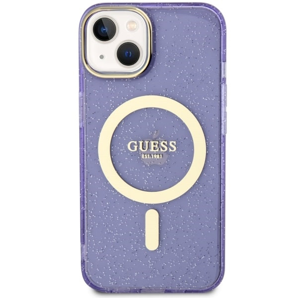 Guess GUHMP14MHCMCGU iPhone 14 Plus 6.7" lila keménytok Glitter Gold MagSafe