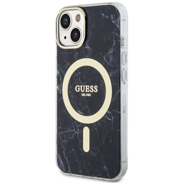 Guess GUHMP14MPCUMAK iPhone 14 Plus 6.7" fekete keménytok Márvány MagSafe márvány tok