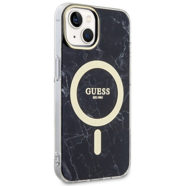 Guess GUHMP14MPCUMAK iPhone 14 Plus 6.7" fekete keménytok Márvány MagSafe márvány tok