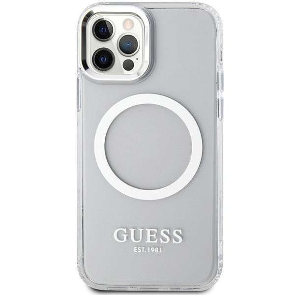 Guess GUHMP12MHTRMS iPhone 12/12 Pro 6.1" ezüst keménytok fém kontúr Magsafe