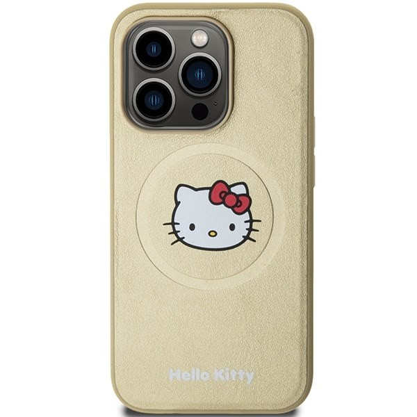 Hello Kitty HKHMP15LPGHCKD iPhone 15 Pro 6.1" arany keménytok bőr Kitty Head MagSafe Hello Kitty HKHMP15LPGHCKD iPhone 15 Pro 6.1" arany keménytok bőr Kitty Head MagSafe