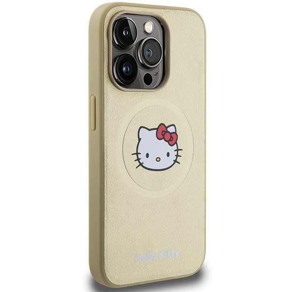 Hello Kitty HKHMP15LPGHCKD iPhone 15 Pro 6.1" arany keménytok bőr Kitty Head MagSafe Hello Kitty HKHMP15LPGHCKD iPhone 15 Pro 6.1" arany keménytok bőr Kitty Head MagSafe