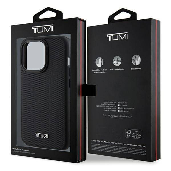 Tumi TUHMP15LRBAK Leather Ballistic Pattern MagSafe-kompatibilis tok iPhone 15 Pro - fekete
