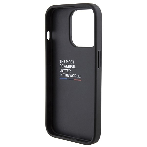 BMW BMHCP15LGSPCCK iPhone 15 Pro 6.1" fekete keménytok Grip Stand Smooth & Carbon