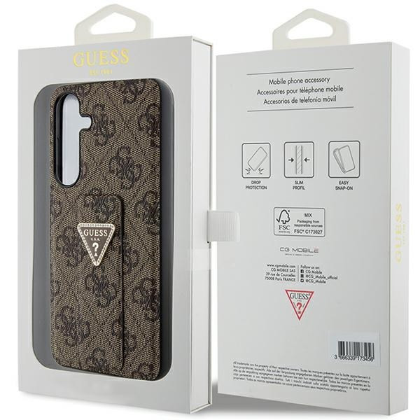 Guess GUHCS24SPGS4TDW S24 S921 barna keménytok Grip Stand 4G Triangle Strass