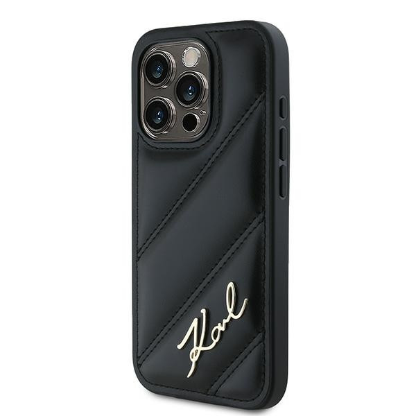 Karl Lagerfeld KLHCP15LPQDSMGK Diagonal Quilted Script tok iPhone 15 Pro - fekete Karl Lagerfeld KLHCP15LPQDSMGK Diagonal Quilted Script tok iPhone 15 Pro - fekete