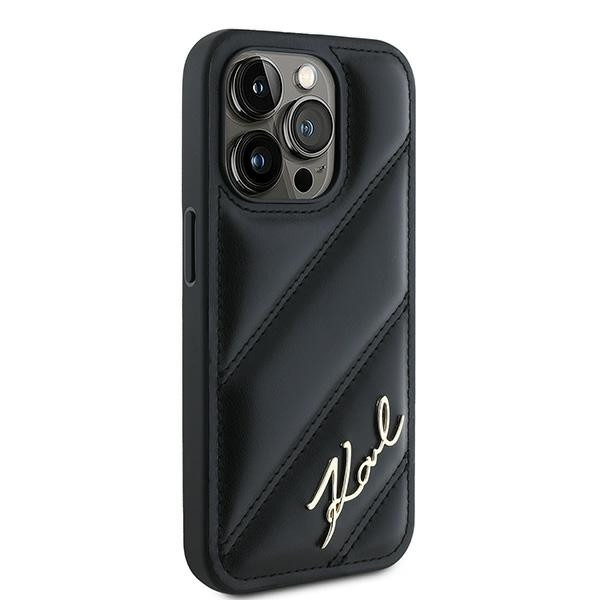 Karl Lagerfeld KLHCP15LPQDSMGK Diagonal Quilted Script tok iPhone 15 Pro - fekete Karl Lagerfeld KLHCP15LPQDSMGK Diagonal Quilted Script tok iPhone 15 Pro - fekete