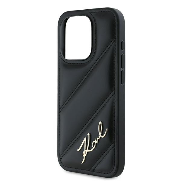 Karl Lagerfeld KLHCP15LPQDSMGK Diagonal Quilted Script tok iPhone 15 Pro - fekete Karl Lagerfeld KLHCP15LPQDSMGK Diagonal Quilted Script tok iPhone 15 Pro - fekete
