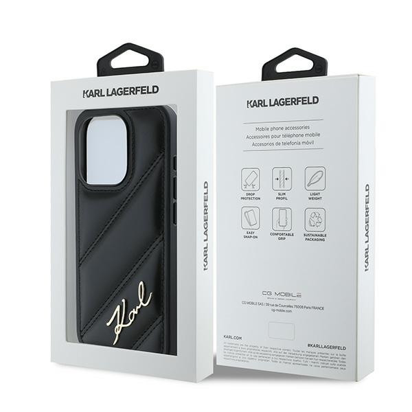 Karl Lagerfeld KLHCP15LPQDSMGK Diagonal Quilted Script tok iPhone 15 Pro - fekete Karl Lagerfeld KLHCP15LPQDSMGK Diagonal Quilted Script tok iPhone 15 Pro - fekete