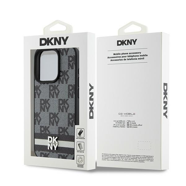 DKNY DKHCP15LPCPTSSK Leather Checkered Mono Pattern & Printed Stripes tok iPhone 15 Pro - fekete DKNY DKHCP15LPCPTSSK Leather Checkered Mono Pattern & Printed Stripes tok iPhone 15 Pro - fekete
