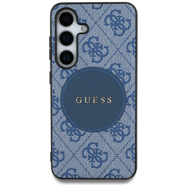 Guess 4G Round Patch Classic Logo MagSafe-kompatibilis tok Samsung Galaxy S25 Plus - kék