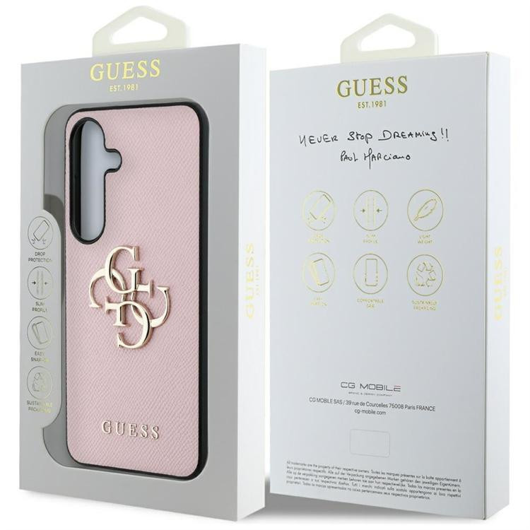 Guess Grained Big 4G Logo Small Classic Logo tok Samsung Galaxy S25 Plus - rózsaszín Guess Grained Big 4G Logo Small Classic Logo tok Samsung Galaxy S25 Plus - rózsaszín