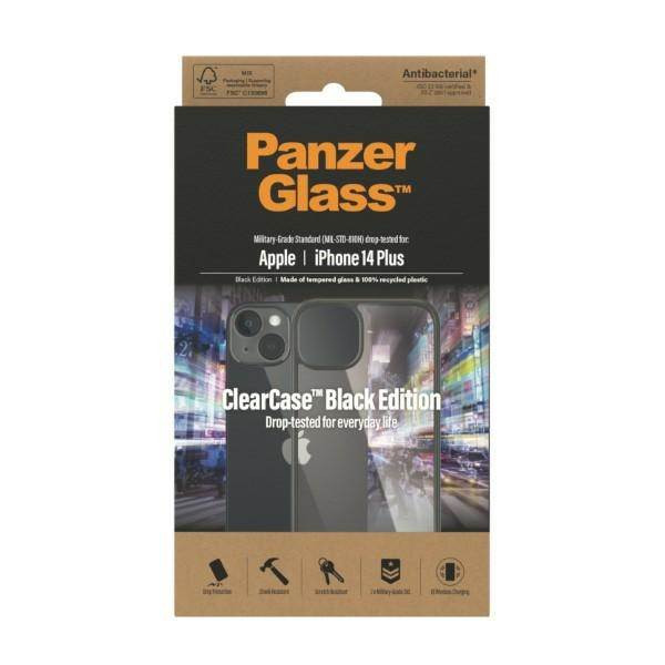 PanzerGlass ClearCase iPhone 14 Plus 6,7" antibakteriális fekete tok