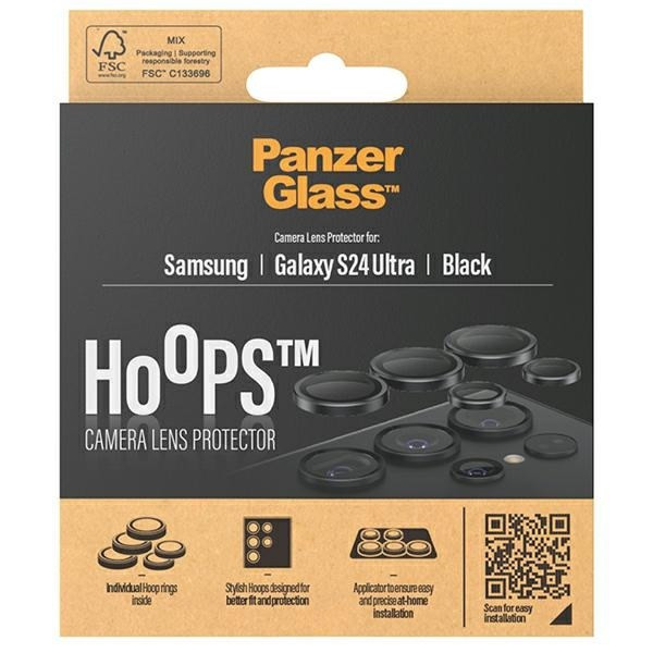 PanzerGlass Hoops Camera kamera lencse védő üvegfólia fekete szegéllyel Samsung Galaxy S24 Ultra PanzerGlass Hoops Camera kamera lencse védő üvegfólia fekete szegéllyel Samsung Galaxy S24 Ultra