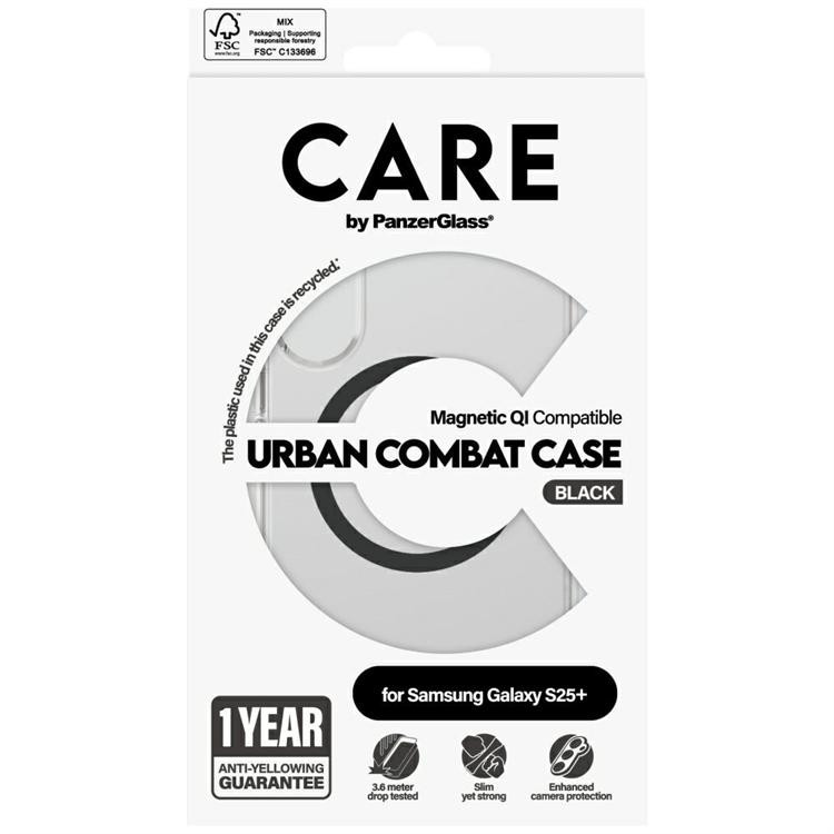 PanzerGlass Flagship Urban Combat Black QI MagSafe-kompatibilis tok Samsung Galaxy S25 Plus - átlátszó
