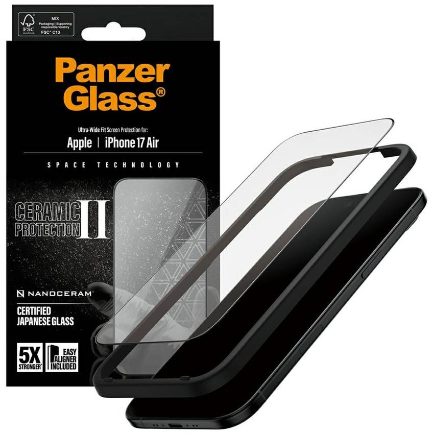 PanzerGlass Ceramic II Ultra-Wide Fit EasyAligner iPhone Air készülékhez