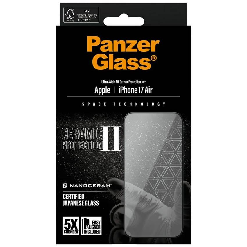 PanzerGlass Ceramic II Ultra-Wide Fit EasyAligner iPhone Air készülékhez