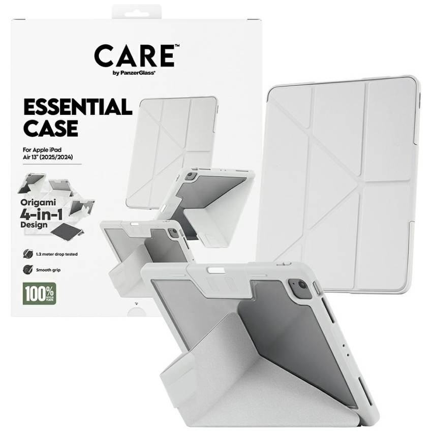 Care by PanzerGlass Y hajtogatott tok iPad Air 13" (2024/2025) világosszürke tokhoz