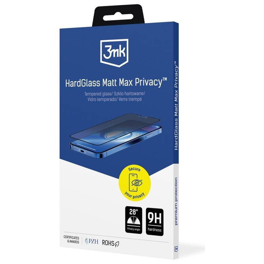Adatvédelmi üveg 3MK HardGlass Matt Max Privacy az Apple iPhone Air készülékhez Adatvédelmi üveg 3MK HardGlass Matt Max Privacy az Apple iPhone Air készülékhez
