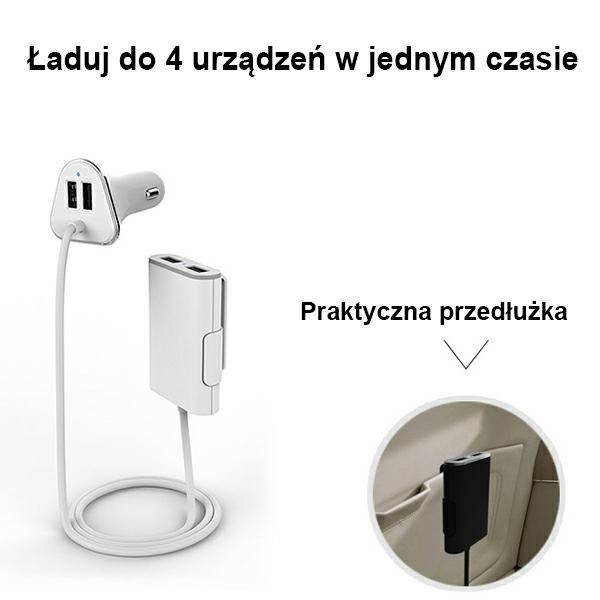 AWEI autós töltő C-400 9,6A 4xUSB nagysebességű fehér AWEI autós töltő C-400 9,6A 4xUSB nagysebességű fehér