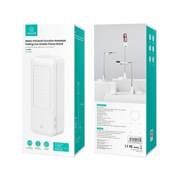USAMS ZB26501 Multifunkcionális telefontartó LED lámpával - fehér USAMS ZB26501 Multifunkcionális telefontartó LED lámpával - fehér