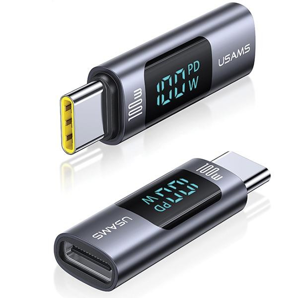USAMS AU18 USB-C - USB-C digitális kijelzős adapter 100W - szürke USAMS AU18 USB-C - USB-C digitális kijelzős adapter 100W - szürke