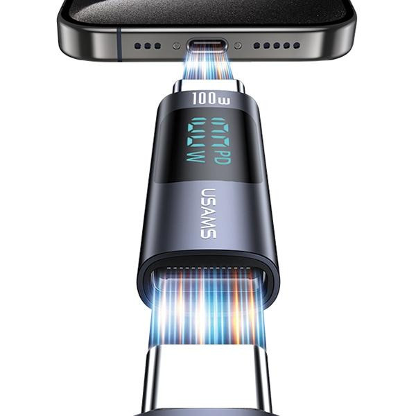 USAMS AU18 USB-C - USB-C digitális kijelzős adapter 100W - szürke USAMS AU18 USB-C - USB-C digitális kijelzős adapter 100W - szürke