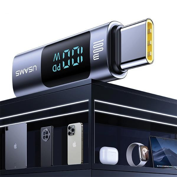 USAMS AU18 USB-C - USB-C digitális kijelzős adapter 100W - szürke USAMS AU18 USB-C - USB-C digitális kijelzős adapter 100W - szürke