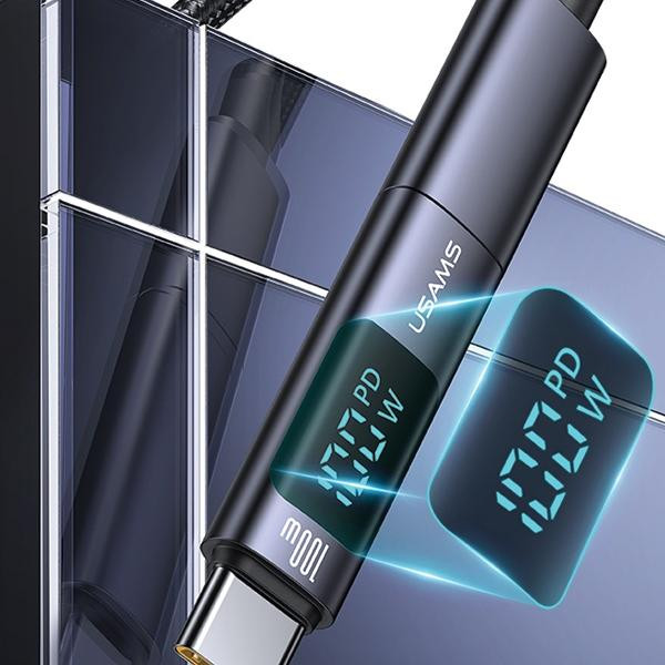 USAMS AU18 USB-C - USB-C digitális kijelzős adapter 100W - szürke USAMS AU18 USB-C - USB-C digitális kijelzős adapter 100W - szürke