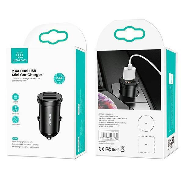 USAMS autós töltő 2xUSB 2,4A Mini fekete CC114TC01 (US-CC114) USAMS autós töltő 2xUSB 2,4A Mini fekete CC114TC01 (US-CC114)