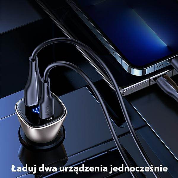 USAMS autós töltő C29 45W 2xUSB-A gyorstöltő világos arany CC154CC01(US-CC154)