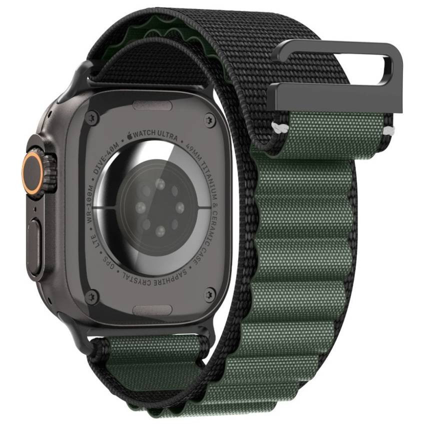 Spigen WBF1 szíj Apple Watch 6/7/8/9/10/11/SE/SE 3/Ultra 1/Ultra 2/ Ultra 3 44/45/46/49mm fekete/zöld
