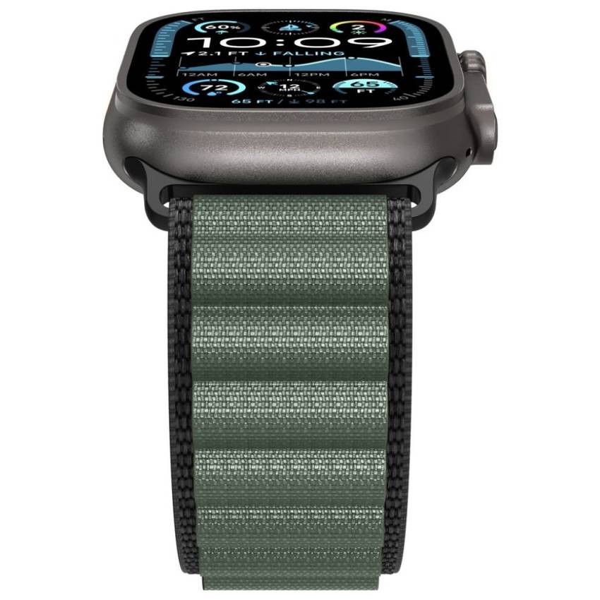 Spigen WBF1 szíj Apple Watch 6/7/8/9/10/11/SE/SE 3/Ultra 1/Ultra 2/ Ultra 3 44/45/46/49mm fekete/zöld