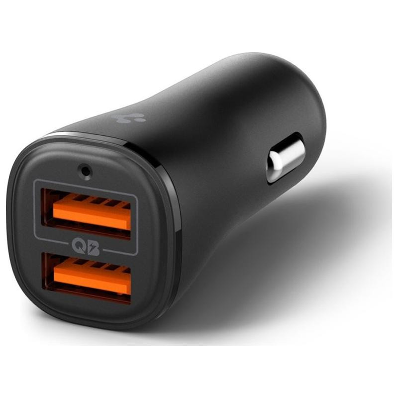 Spigen EV302 Essential autós töltő 2xUSB-A csatlakozással 30W - fekete