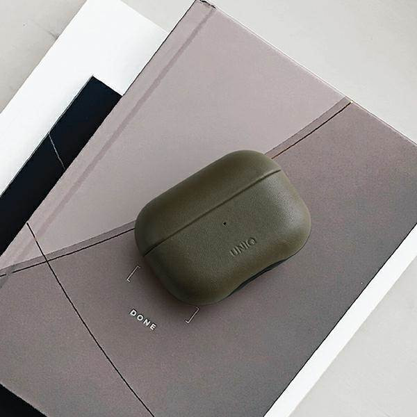 UNIQ Tok Terra AirPods Pro valódi bőr oliva tok UNIQ Tok Terra AirPods Pro valódi bőr oliva tok