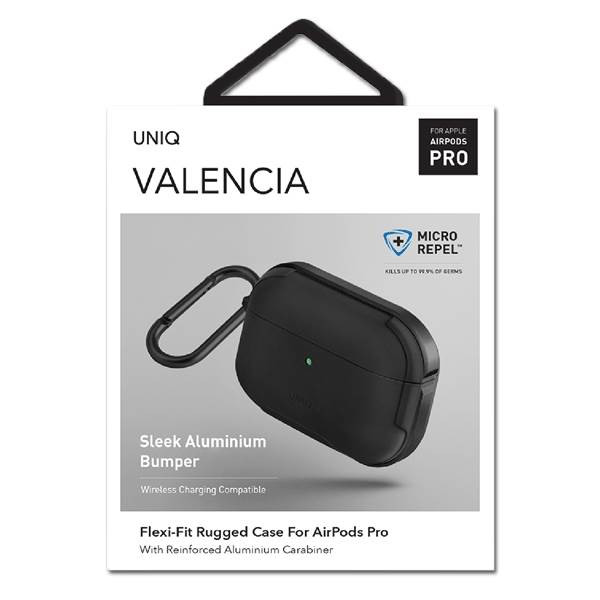 UNIQ Tok Valencia AirPods Pro fekete antimikrobiális UNIQ Tok Valencia AirPods Pro fekete antimikrobiális