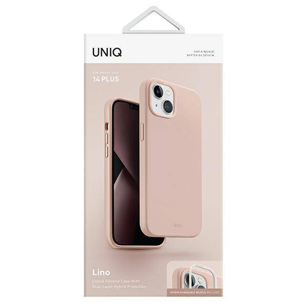 UNIQ etui Lino iPhone 14 Plus 6.7" rózsaszínű tok